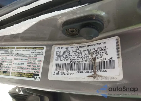 2004 Toyota Corolla Le from USA, damaged, VIN 1NXBR38E04Z325287